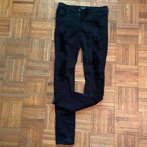 Black Stretchy Skinny Denim Jean with Holes 2L